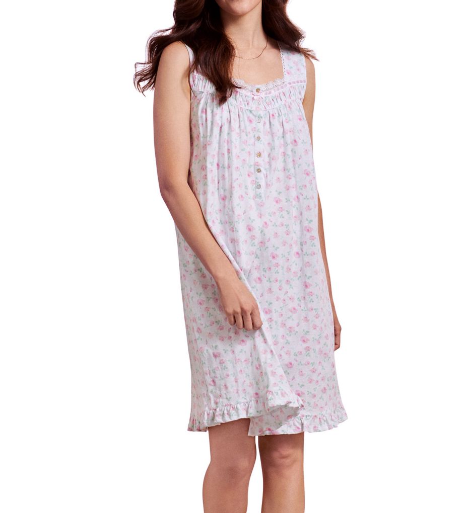 Eileen West 100% Cotton Jersey Knit Sleeveless Short Gown 5026602