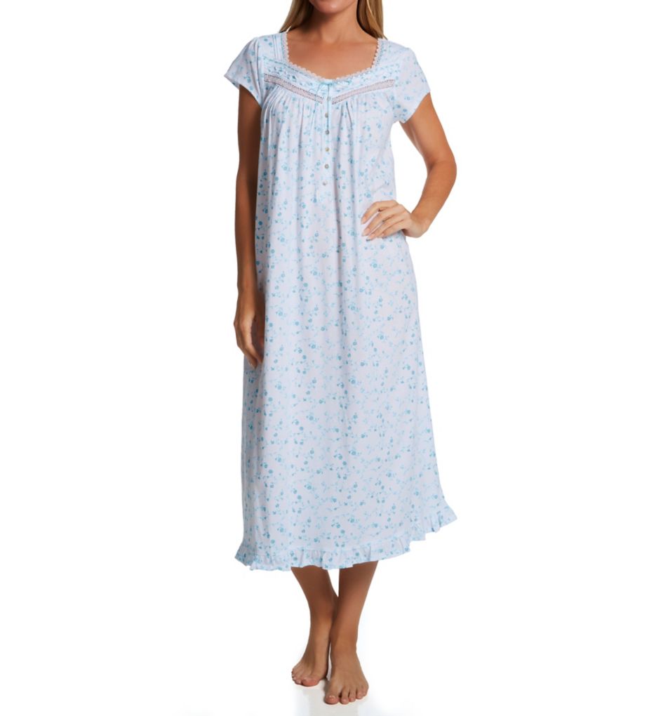 Eileen West 100% Cotton Jersey Knit Cap Sleeve Long Nightgown 5226613