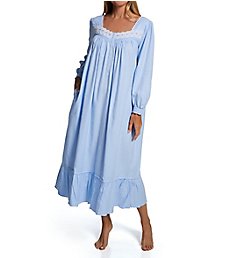 Eileen West Flannel Blooming Blue Long Sleeve Ballet Nightgown 5226621