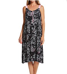 Ellen Tracy Black Paisley Midi Gown with Soft Bra 8225573
