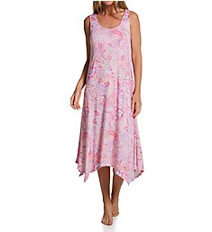 Ellen Tracy Pink Paisley Sleeveless Midi Gown with Soft Bra 8225585