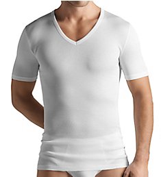 Hanro Cotton Pure Short Sleeve V-Neck Shirt 73665