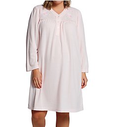 Miss Elaine Plus Size Honeycomb Long Sleeve Short Gown 246833X