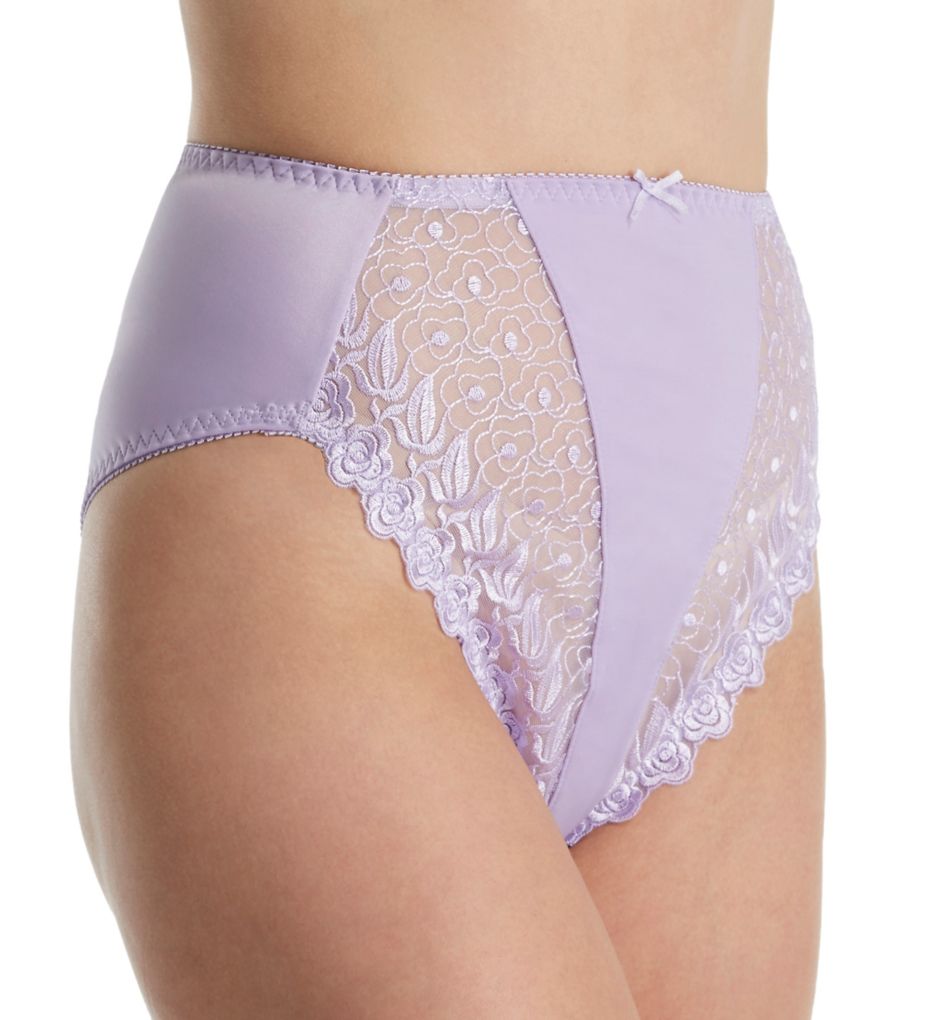 Valmont Embroidered Lace and Satin Hi-Cut Brief Panties 2320